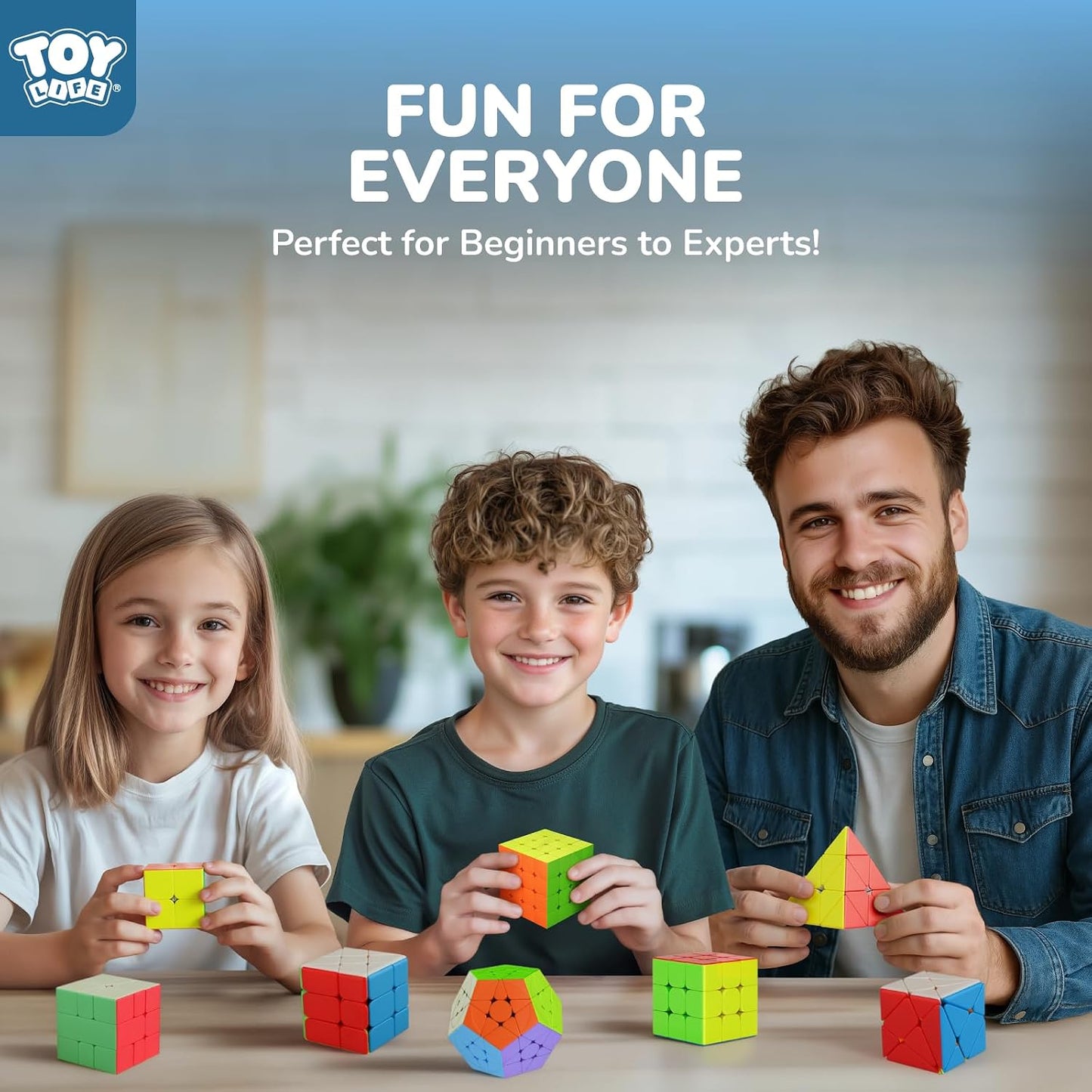 Speed Cube Set 8 Pack Magic Cube | Includes 3X3, 2X2, 4X4 Speed Cube, Pyramid Cube, Megaminx Cube Bundle Collection Cube Toys for Kids & Adults