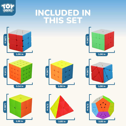 Speed Cube Set 8 Pack Magic Cube | Includes 3X3, 2X2, 4X4 Speed Cube, Pyramid Cube, Megaminx Cube Bundle Collection Cube Toys for Kids & Adults